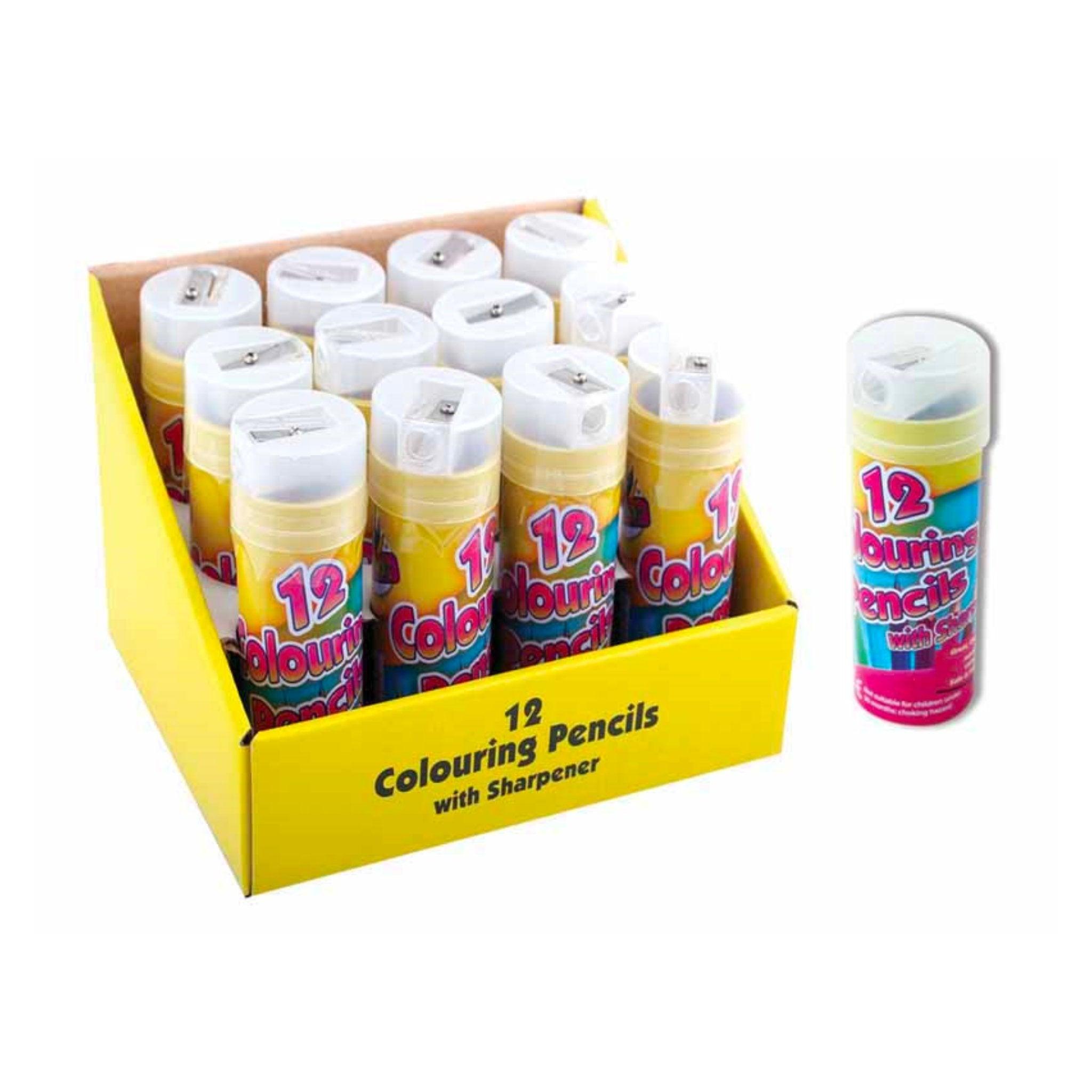 Mini Colouring Pencils Set With Sharpener (12 Assorted) - PoundToys